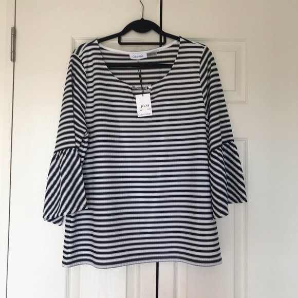 1DAYSALE🌟Calvin Klein stripped blouse🌟 - Picture 3 of 5